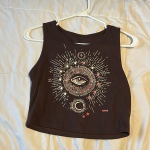 Women’s Dark Brown Eye Graphic Cropped Tank Top
